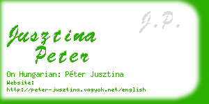 jusztina peter business card