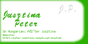 jusztina peter business card